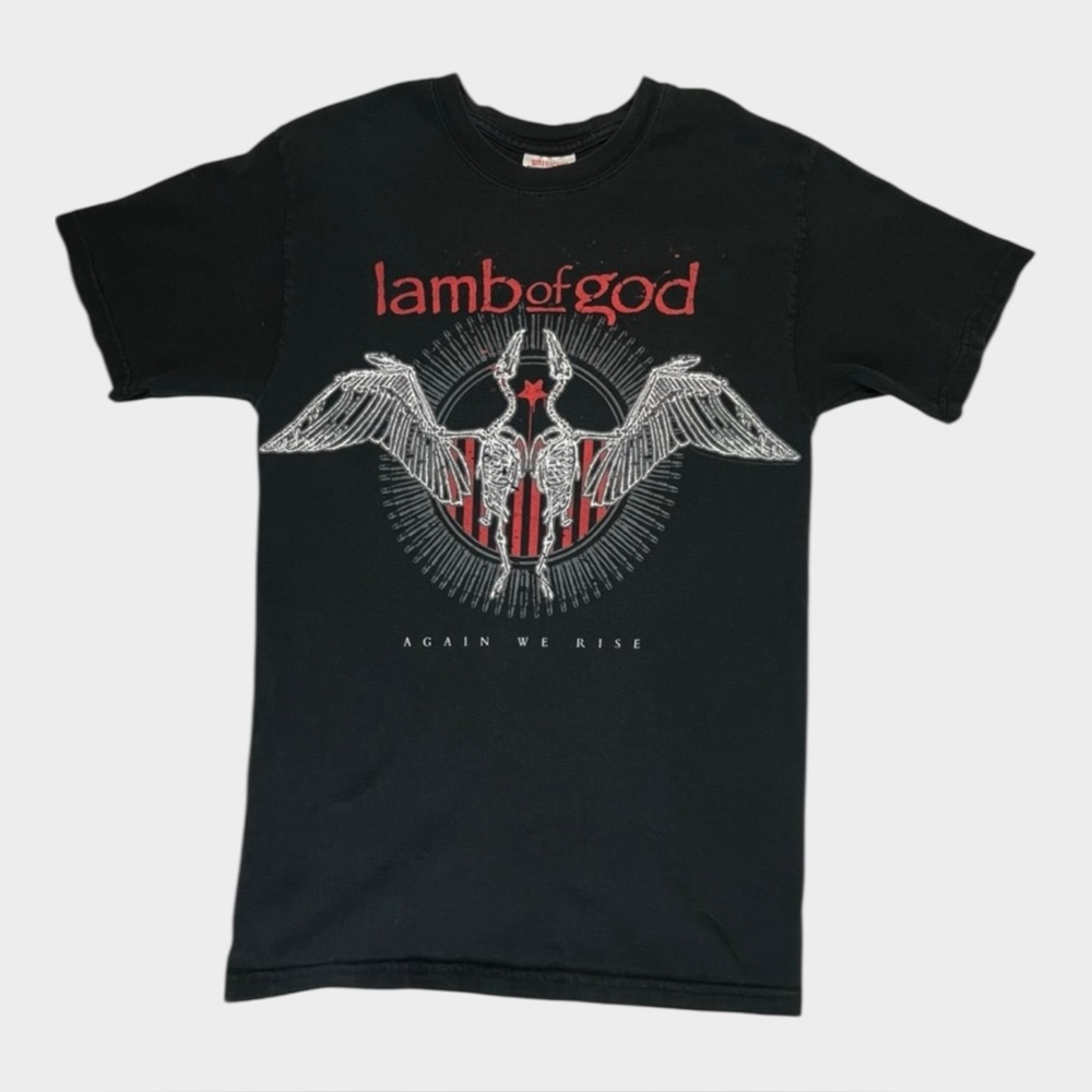 Lamb of God‎ Again We Rise Band T-Shirt Mens Small Black Hanes Heavyweight Metal